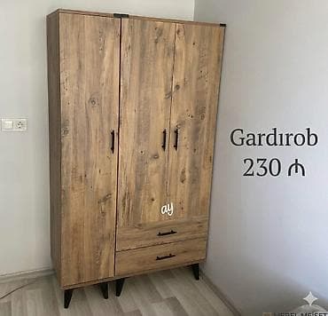 dolap: 3 qapılı, Siyirməli, Qəhvəyi, Taxta, Açılan, Düz dolab — 1