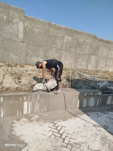 malyar işi: Səssiz tozsuz səliqəli kəsim. Beton katlavan monolit kubik — 6