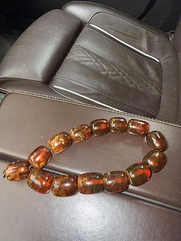 Zərgərlik əşyaları: Qəhvəyi-kəhrəba rəng çalarlarında böyük formalı muncuqlardan ibarət — 5