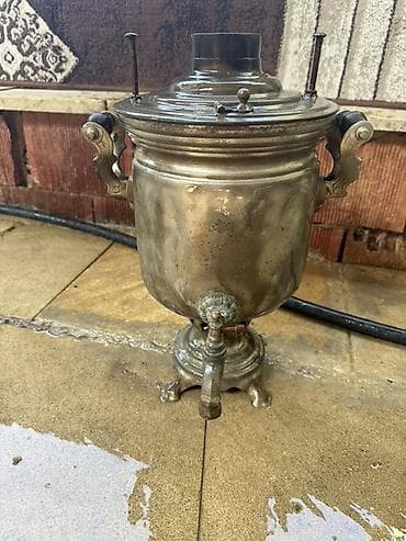 bilyard masası: Antik kömürlə işləyən samovar - Material: metal (pirinç/mişar — 4