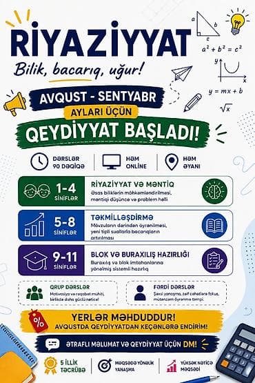 elmler akademiyasi: Müəllim, Riyaziyyat, 3-5 illik təcrübə, Növbəli qrafik — 1