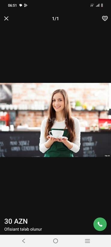 sexsi masinla surucu teleb olunur 2024: Ofisiant tələb olunur, Kafe, Gündəlik ödəniş — 2