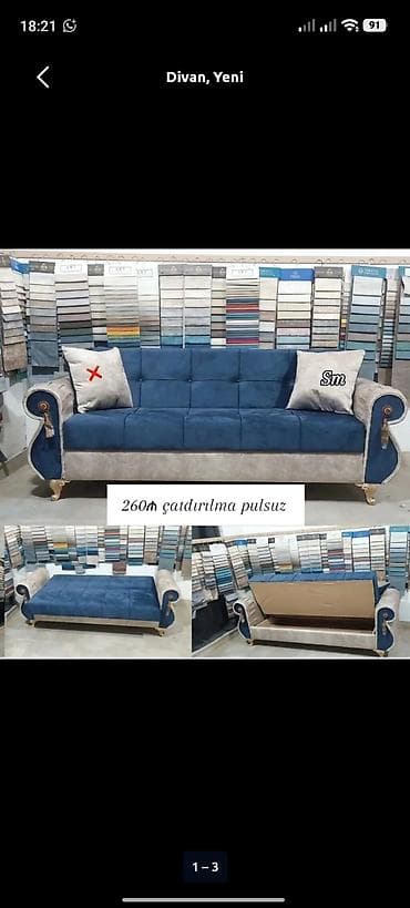 Divan-kravat, Yeni, Açılan, Bazalı, Vеlur parça, Şəhərdaxili pulsuz çatdırılma
