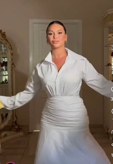 sade toy donlari: Ağ rəngli, zərif köynək-don 1 defe meclise geyinilib 200 azn alinib 80 — 2