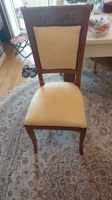 məktəb stulları: Qonaq otağı üçün, İşlənmiş, Qatlanmayan, rəng - Bej Stul — 3