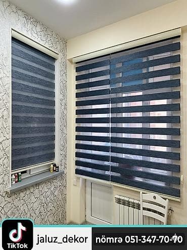 Zebra jalüz pərdələr - Material: sıx toxumalı zebra (işıqlı–qaranlıq