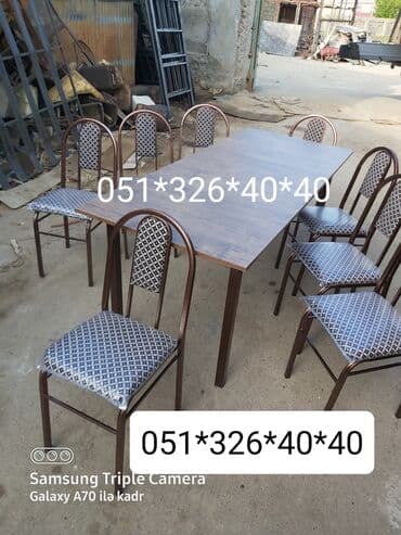 Masa və oturacaq dəstləri: Qonaq otağı üçün, Yeni, Açılan, Dördbucaq masa, 2 stul — 5