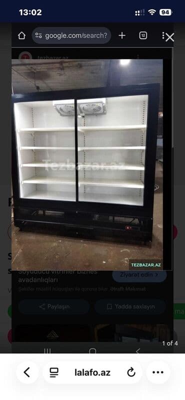 ugur vitrin soyuduculari: Şüşə qapıları və tənzimlənən rəfləri olan, qırmızı və qara rəngdə — 2