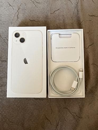 IPhone 13, 128 GB, Starlight, Simsiz şarj, Face ID, Sənədlərlə