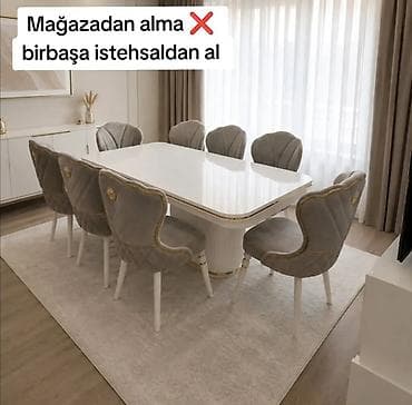 Qonaq otağı üçün, Yeni, Açılmayan, Dördbucaq masa, 6 stul