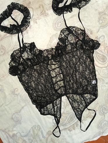 qadın alt: Qara krujeva bədən korsu və push-up sinəlik dəsti - Rəng: qara — 6