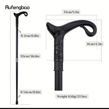 tutacaqlı xodunkalar: Əsa xasa baston çəlik Qara rəngdə, əyri tutacaqlı, zərif dizaynlı — 2
