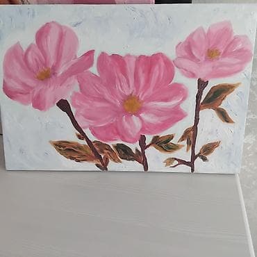 Yağlı boya tablo – 60×40 sm, kətan üzərində. Təsvir: açıq fon