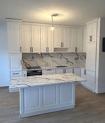 kuxna mebil: Mətbəx mebeli – klassik üslubda ağ rəngli dəst - Dizayn: Klassik — 2