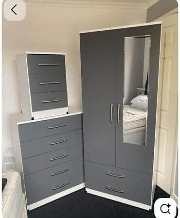 emmi tekstil: Yataq otağı üçün modern mebel dəsti - Rəng: tünd boz fasadlar, ağ — 1
