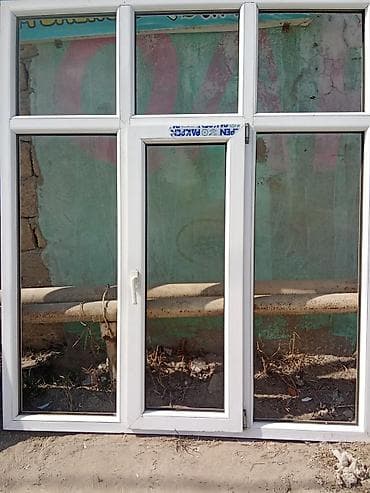 pencere sekilleri: İşlənmiş İkiqat şüşə paketi Plastik pəncərə, Еni: 140 sm, Uzunluğu: 160 sm — 2