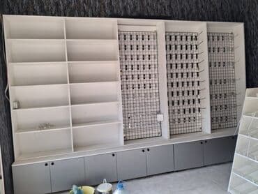 market vitrinleri: Mağaza avadanlığı dəsti - Material: laminat/MDFlam ağ və boz — 1