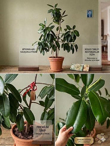 ev tipi çadır: Ficus elastica (Kauçuklu Fikus) – dekorativ otaq bitkisi - Qalın — 5