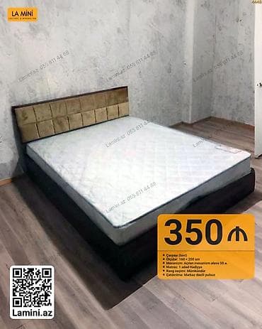 yataq taxt: İkinəfərlik çarpayı, Bazalı, Matras ilə, Siyirməli — 1