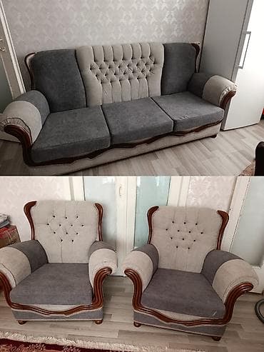 heyet ucun divan: Yeni, Klassik divan, 2 kreslo, Divan, Bazasız, Açılmayan — 1