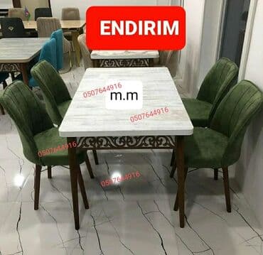 Mətbəx üçün, Yeni, Açılan, Dördbucaq masa, 4 stul