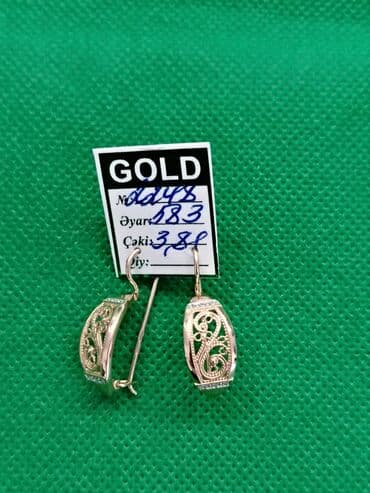 sirqa modelleri: Qızıl sırğalar – bir neçə model 1) Damla formalı brilyant effektli — 5