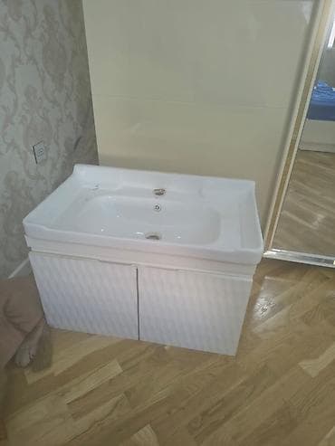 Mebel: Hamam üçün əl-üz yuma məbəyi və şkaf dəsti - Rəng: ağ - Komplekt — 6