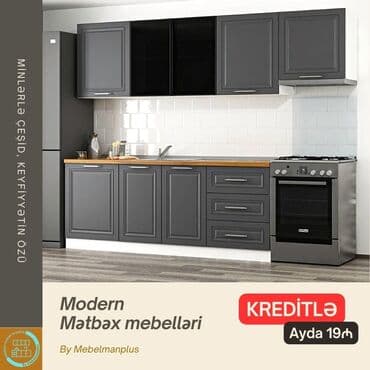 metbex mebeli gence: Sifarişlə mətbəx dəsti, Mat laminat, Kredit var, Pulsuz çatdırılma — 10
