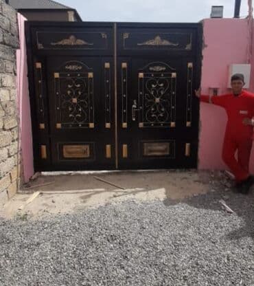 жер тошок: Железо Дворовые ворота, Распашные, 3 м, Механические, С дверью, цвет - Голубой, Нет кредита, Платная установка, Платная доставка — 57