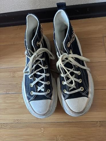 krosovkalar: CONVERSE original Qara kanvas hi-top krossovkalar – qalın platformalı — 3