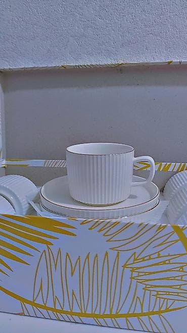 Çay dəsti, rəng - Ağ, Keramika, 12 nəfərlik, Türkiyə — 3