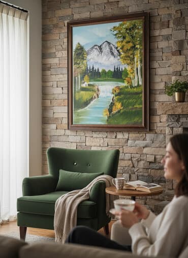 polis qız şəkilləri: Əl işi rəsm tablosu – təbiət mənzərəsi - Texnika: yağlı boya, kətan — 1