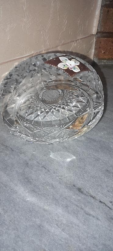 sutlac qabi: Kəsilmiş kristal şirniyyat/qəlyanaltı qabı - Material: ağır, şəffaf — 4