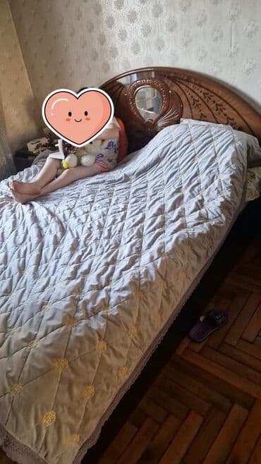 купить двуспальную кровать: İkinəfərlik çarpayı, Dolab, Termo, 2 tumba, İşlənmiş — 2