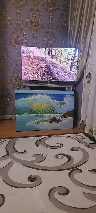 ev şəkili: Dəniz mövzulu əl işi tablo - Texnika: kətan üzərində yağlı boya - — 1