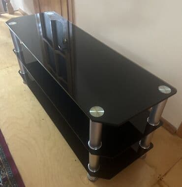 подставка: Düz TV altlığı, Polkalı, Şüşəli — 1