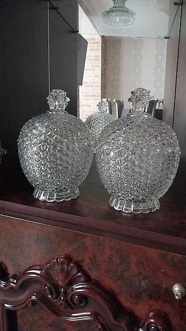 esl mimoza salatı: Kristal dekorativ qablar dəsti - Material: şəffaf kristal/şüşə - — 1