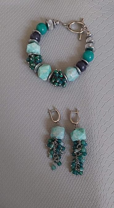 boyunbag: Zinət dəsti və aksesuarlar 1) Kristal daşlı boyunbağı və sırğa dəsti — 9