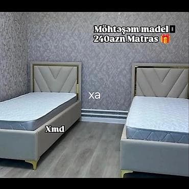 ev mebeleri: Möhtəşəm model tək çarpayı dəsti - Modern dizaynlı, yumşaq başlıqlı — 1
