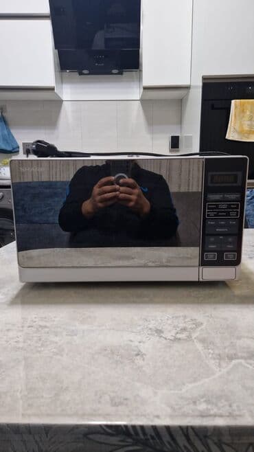 купить микроволновку в баку: Микроволновка Sharp, Отдельностоящая, С микроволнами, цвет - Серебристый — 2