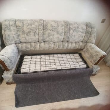 Masalar və oturacaqlar: İşlənmiş, Di̇van-kravat, 2 kreslo, Divan, Bazalı, Açılan — 3