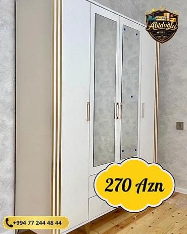 bal: Yeni, 3 qapılı, Güzgülü, Ağ, Açılan, Düz dolab — 1