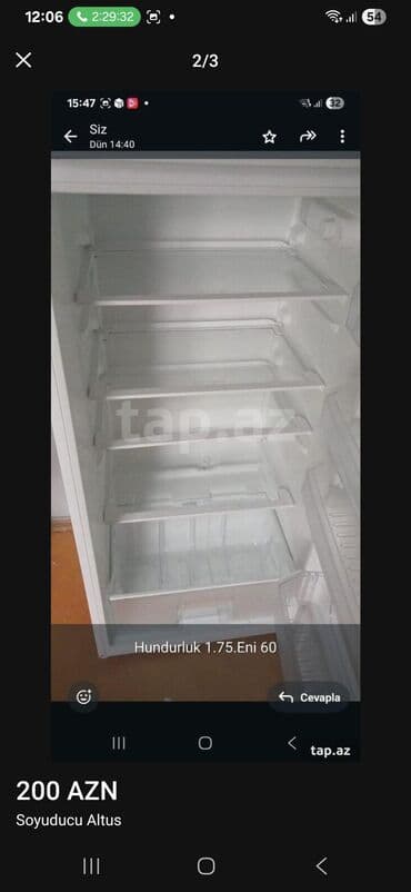 Ət çəkən maşınlar: 2 qapılı Altus Soyuducu Satılır, rəng - Ağ — 3