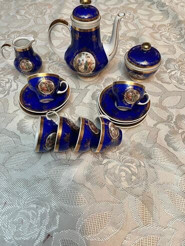 кофейный сервиз мадонна: Кофейный набор, цвет - Синий, Фарфор, Мадонна, 6 персон, Германия — 1