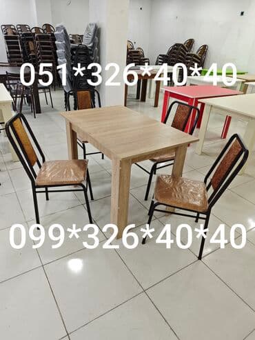 mətbəx ucun stol stullar: Mətbəx üçün, Yeni, Açılmayan, Dördbucaq masa, 4 stul — 2