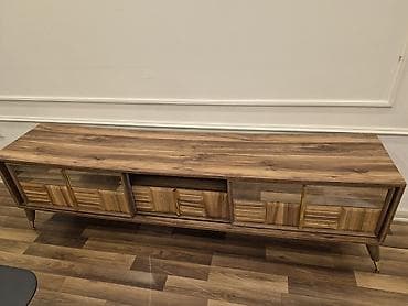 alcipan tv stand: Yeni, Düz TV altlığı, Polkalı, Şüşəli, Türkiyə — 2
