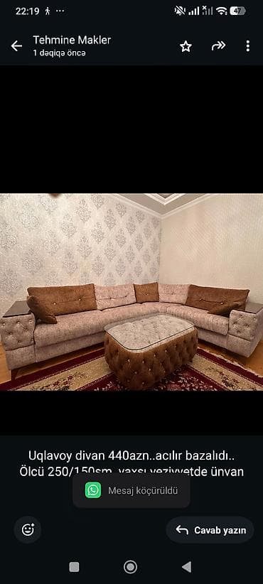 Uqlavoy divan 440azn. acılır bazalıdı. Ölcü 250/150sm. yaxsı — 1