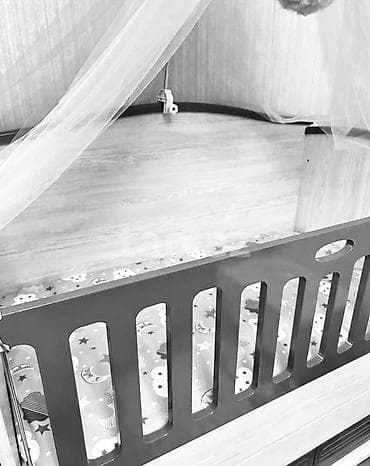 islenmis matras: Uşaq beşiyi – şkaflı, çekmecəli model - Material: dayanıqlı MDF/LDSP — 1