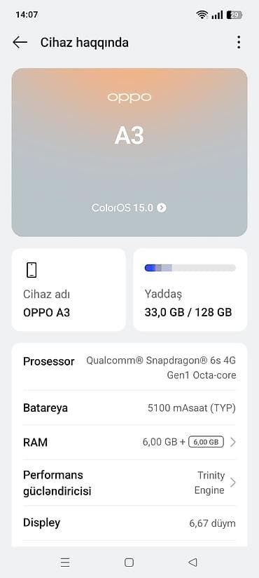 samsung note 3 ekran: Oppo A3, 128 GB, rəng - Qəhvəyi, Zəmanət — 3