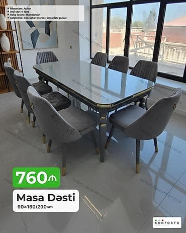 kohnə stul: Masa Dəsti – 90×160/200 sm - Mexanizm: açılan (uzadılabilən masa) - — 1